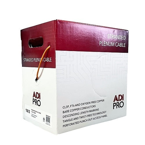 ADI PRO RN-9003115 18/2 Stranded Plenum Unshielded Cable, CL3P, 1000\' Express Box, Orange