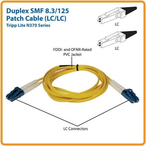 Tripp Lite N370-05M Duplex Singlemode 9/125 Fiber Patch Cable, LC/LC, 5m (16\')