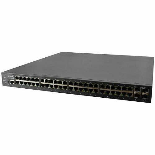 Lantronix SM48TAT4XA-RP-OZ 48-Port Gigabit POE+ Switch with (4) 1G/10G SFP+, Single