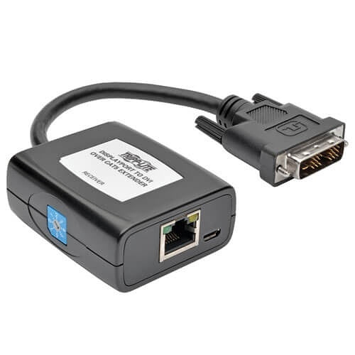 Eaton Tripp Lite B150-1A1-DVI DisplayPort to DVI over CAT5/6 Active Extender Kit, Pigtail Transmitter / Receiver for Video/Audio, 125\' (38m), TAA