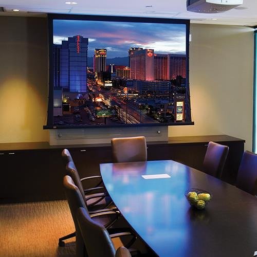 Draper 140038 Access Fit Series V, 123\\" diag. Electric Projection Screen, 16:10, Matte White XT1000V Surface with 12\\" Black Drop
