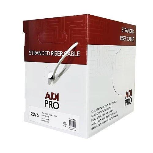 ADI PRO RN-9020509 22/6 Stranded Riser Unshielded Cable, CL3R, 500\' Express Box, White