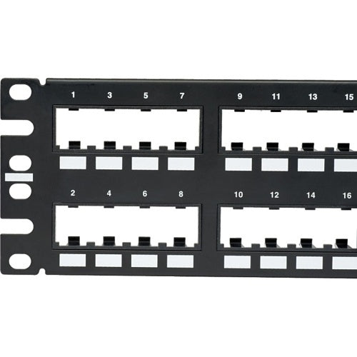 Panduit CPP48FMVNSWBLY Mini-Com Flat Unshielded Patch Panel, 48-Port, 2RU, Black