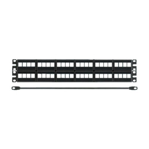 Panduit NKFP48KSRBSY NetKey 48-Port Flat Patch Panel, Front Access, Black