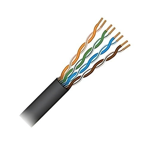 Paige 710548DBGEL CAT5e 24AWG 4-Pair Solid Cable, Gel-Filled, 1000\' Reel, Black