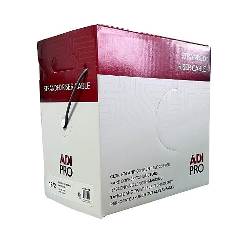 ADI PRO RN-9030109 18/2 Stranded Riser Unshielded Cable, CL3R, 1000\' Express Box, Grey