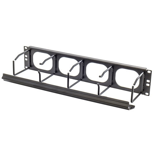 Hubbell HM34C M-Series Horizontal Cable Management, 3U, 4\\" Depth, Cover, Black