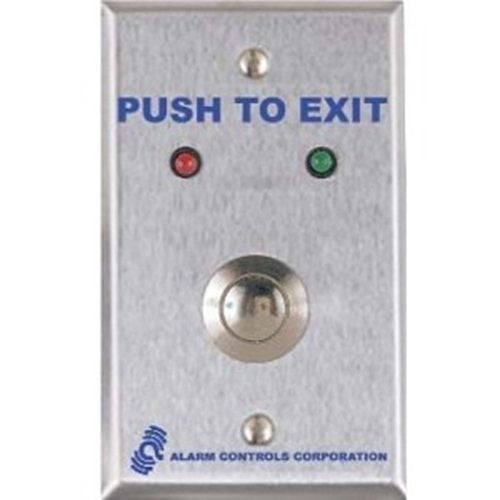 Alarm Controls TS-10302 Vandal Resistant Request-to-Exit Station, Red and Green LED, Weatherproof, Single Gang, 430 Stainless Steel