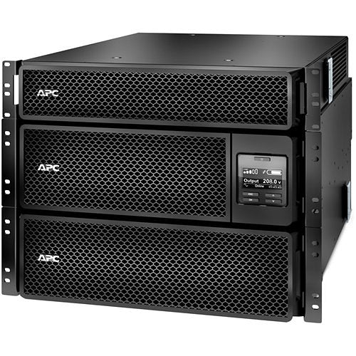 APC SRT8KRMXLT-5KTF Smart-UPS On-Line, kVA 8 kW, Rackmount 8U, 208V, 12x 5-20R, 4x L6-20R, 1x L6-30R NEMA, Network Card SmartSlot, with Transformer 208V to 120V, with Rail Kit