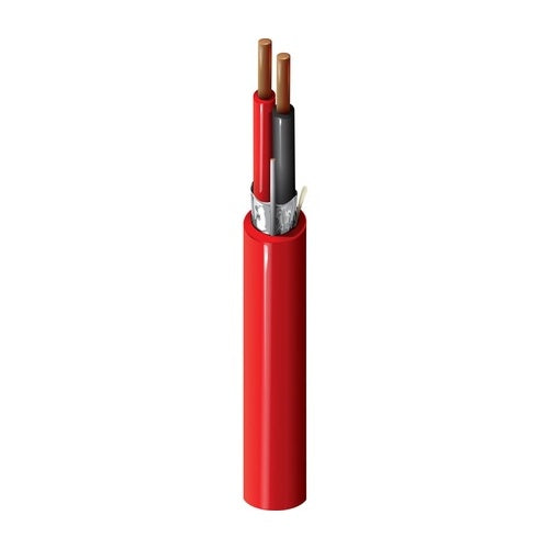 Belden 5320FL 0021000 Fire Alarm Cable, 2-Conductor 18 AWG, Shielded, Riser FPLR Rated, PVC Jacket, Red