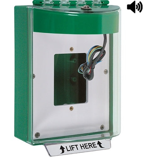 STI 13530NG Universal Stopper Housing with Horn and Relay, Enclosed Back Box, Open Mounting Plate, No Label, Green