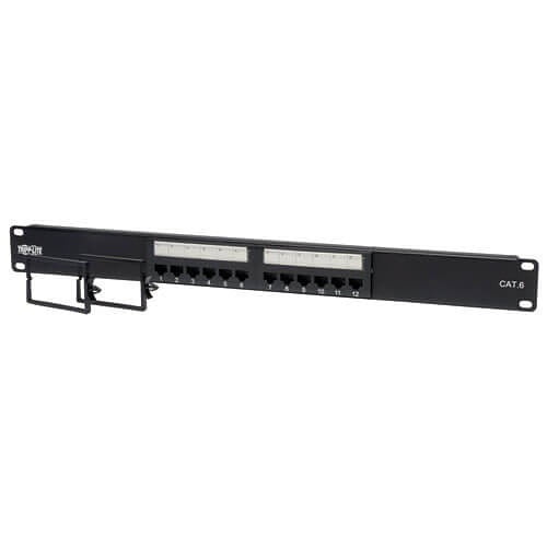 Tripp Lite N252-012 12-Port 1U Rack-Mount CAT6/CAT5 110 Patch Panel, 568B, RJ45 Ethernet