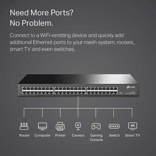 TP-Link TL-SG1048 48-Port Gigabit Rackmount Switch, 19\\" Rack-Mountable Steel Case