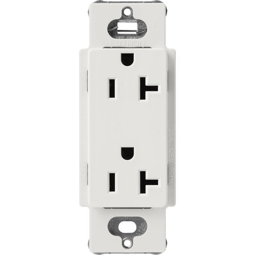 Lutron SCR-20-LG Claro 20A Duplex Receptacle, Decorator-Style Outlet, Satin Finish, Lunar Gray