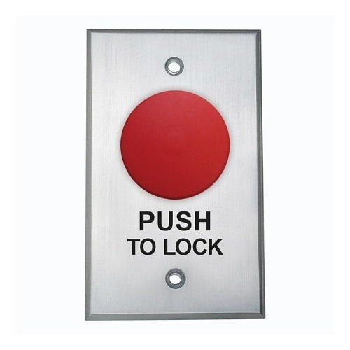 Camden CM-4050R/8 Push/Pull, N/O and N/C, Maintained, Red Button with \'Push to Lock\', Black Text