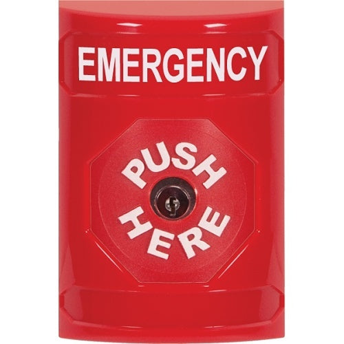 STI SS2000EM-EN Stopper Station Push Button, No Cover, Key-to-Reset, \'EMERGENCY\' Label, Red