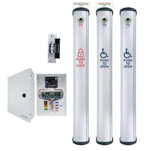 Camden CX-WC18SLVR-PS CX-WC Series 4-1/2\\" Wide Side Load Column Switch with Hands-Free Sensor Restroom System Kit, Includes (2) CM-8436VR/4, (1) CX-33, (1) CM-8436VR/8B, (1) CX-MDA, and (1) CX-33PS