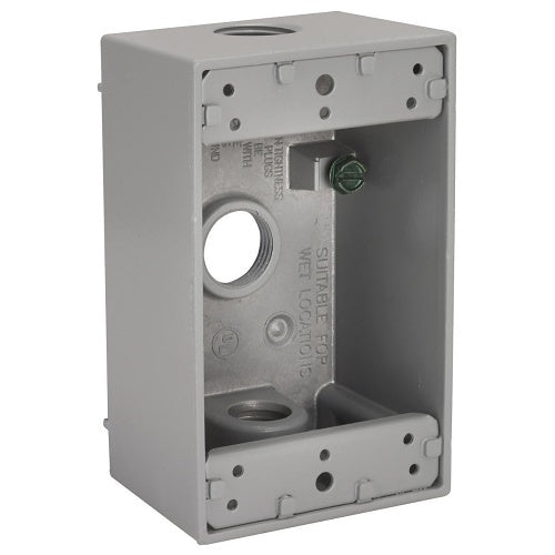 Hubbell HIWP05GY Cast Aluminum Weatherproof Device Box with Lug, 1/2\\", Gray