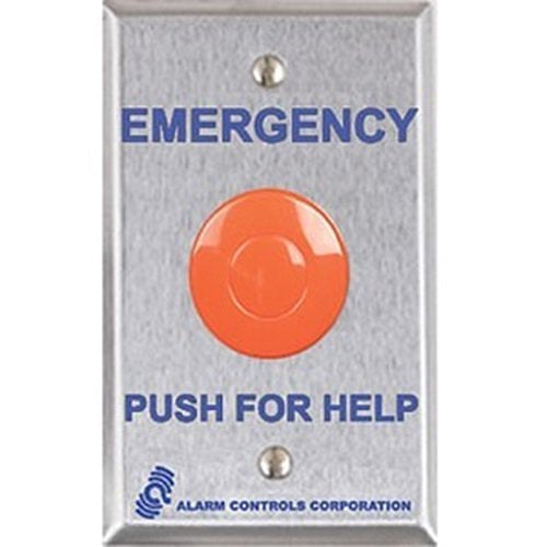 Alarm Controls PBL‑5‑1 Latching Panic Button, 1 N/O, Red Button, Stainless Steel