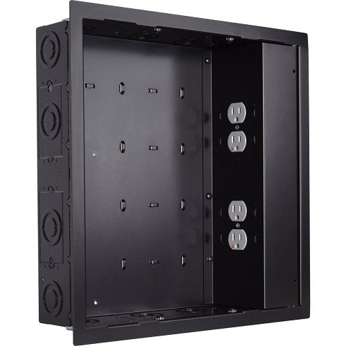 Chief PAC526FBP4 Proximity In-wall Storage Box with 4-Receptacle Filter and Surge, Black