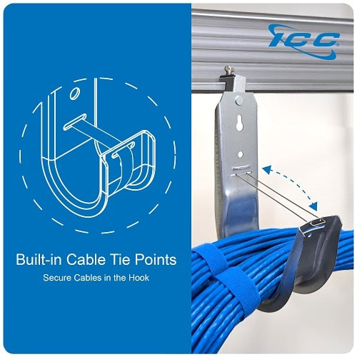 ICC ICCMSJHB33 Beam Clamp J Hook 1 5/16\\" Without Retainer Clip, Galvanized Steel Cable Management Hooks for Hanging Cable to Beams, Rust-Resistant, EIA and TIA Compliant, 25-Pack