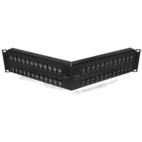 Siemon UP6-A2-48L-RS UltraMAX 48-Port Detached Wire Manager Patch Panel, Preloaded, UTP, CAT6a, Angled, 2U, Copper, Black