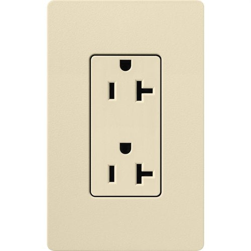 Lutron SCR-20-SD Claro 20A Duplex Receptacle, Decorator-Style Outlet, Satin Finish, Sand