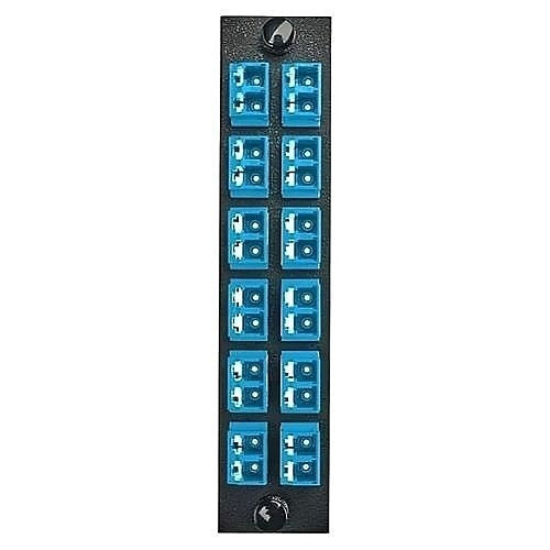 Hubbell FSPNLCDS12B Fiber Optic Panel Adapter, 24-Fiber, 12 LC Duplex, Zircon Sleeves, Blue