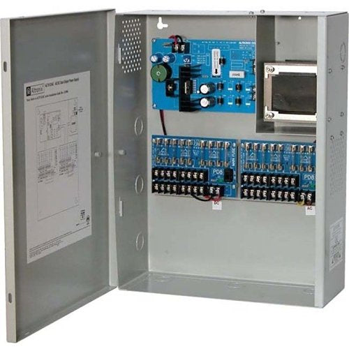 Altronix ALTV1224C220 CCTV Power Supply, 16 Fused Outputs, 8 at 12VDC and 8 at 24VAC, at 7A, 220VAC, BC300 Enclosure Image of AX-1224C220