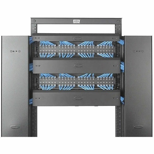 Hubbell HS23C S-Series Horizontal Cable Management, 2-Unit, 3\\" Extension with Cover, Black