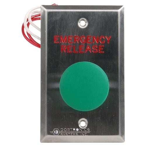 Dortronics 5211-MP23DA/GXE3 5210 Series 1-9/16\\" Mushroom Push Button Switch on Single Gang Plate, Pneumatic Time Delay Form-Z, Custom Engraved, Green Button Cap
