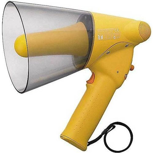 TOA ER-1206W Splash-proof Hand Grip Type Megaphone with Whistle, 450-6000Hz Frequency Response, 6W Output, Yellow Image of 65-ER1206W