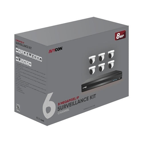 AVYCON AVK-NP81E6-3T IP Camera & Recorder Kit, 8MP DIV AI Kit with 8-Channel PoE and 6 AI Cams 3TB