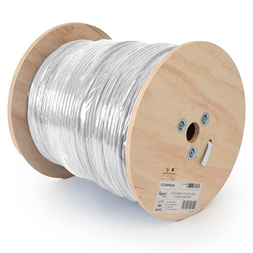 ICC ICCABR6AWH CAT6A CMR Riser 23AWG 100% Solid Pure Copper Unshielded Bulk Ethernet Cable, UTP, PoE++, 650 MHz, UL Certified, 1000\' Reel, White