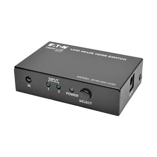 Eaton Tripp Lite B119-002-UHD 2-Port HDMI Switch with Remote Control, 4K at 60 Hz, 4:4:4, HDR, 3D, HDCP 2.2, EDID