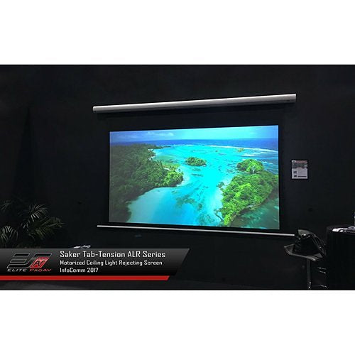 Elite Screens Saker Tab-Tension CLR-S CineGrey 5D 100\\" 16:9 4K/8K Ultra HD 12\\" Drop Motorized Projector Screen