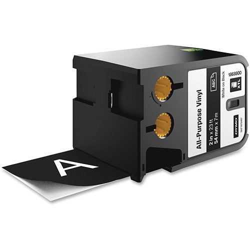DYMO 1868800 Rhino XTL Black Vinyl Tape, 54mm, White Text