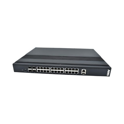 AMG Systems AMG560-24GAT-4S-P300 Industrial 28-Port Managed Switch, 24x10/100/1000Base-T(x) RJ45 Ports, 4x1000Base-FX SFP Ports, 1U, 19\\" Rack Mount