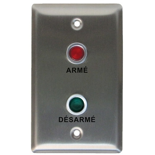 Camden CX-LED2/57FRG Single Gang 2-LED Plate, 12/28 VDC, \'ARMED / DISARMED\' Text, Green and Red LEDs