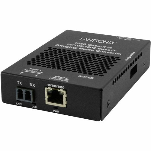 Lantronix SGFEB1019-130-JP Media Converter 10/100/1000B-T to 1000BASE-LX SM LC with JP Power Supply