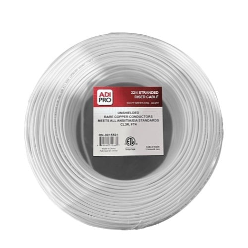 ADI PRO RN-9015501 22/4 Stranded Riser Unshielded Cable, CL3R, 500\' Speed Coil, White