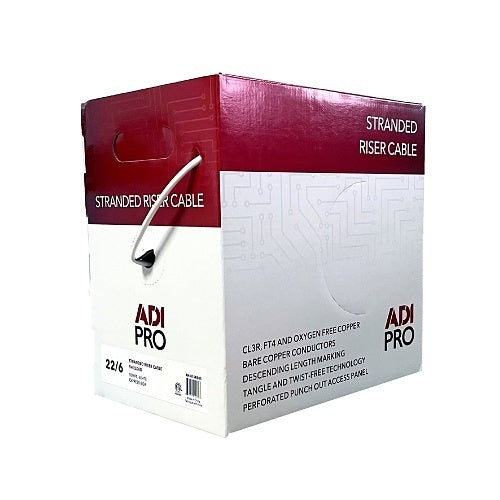 ADI PRO RN-81SR501 22/6 Stranded Riser Shielded Cable, CL3P, 500\' Express Box, White