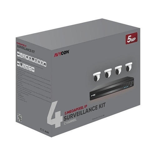 AVYCON AVK-NP51E4-1T IP Camera & Recorder Kit, 5MP Div AI Kit 4-Channel PoE and 4 AI Cam 1TB