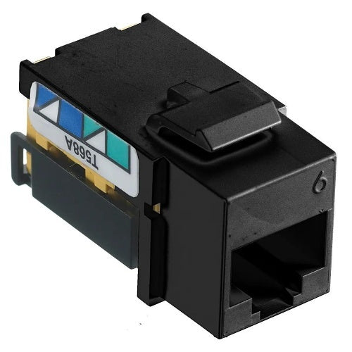 Hubbell NSJ6BK24 CAT6 Keystone Jack, 8POS UNI A/B, 24-Pack, Black
