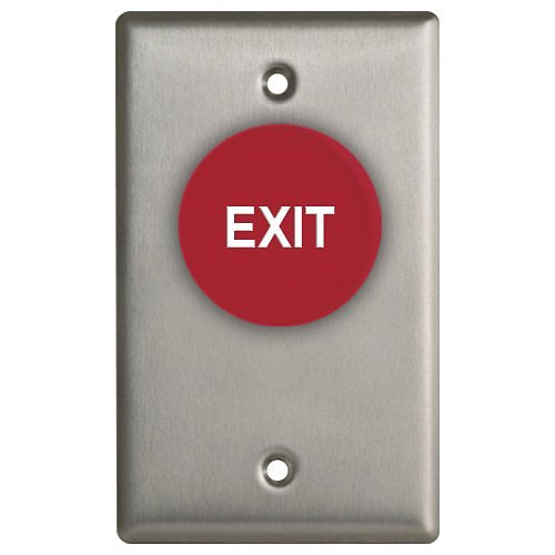 Camden CM-4085RE Spring Return Red Button, \'EXIT\' Text White, DPST 1-60 s Pneumatic Timer (ADA)