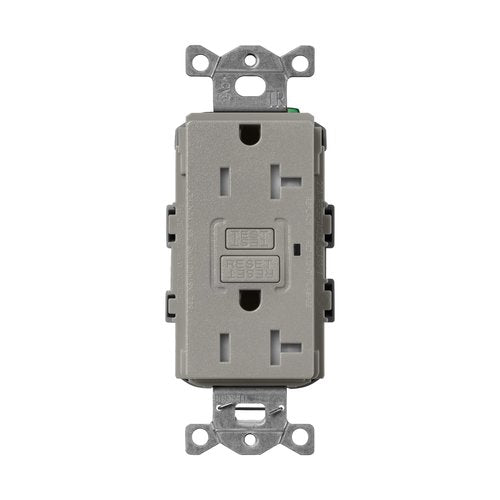Lutron SCR-20-GFST-CS Claro 20A Tamper Resistant GFCI Duplex Receptacle, Decorator-Style Outlet, Self-Testing, Satin Finish, Cobblestone