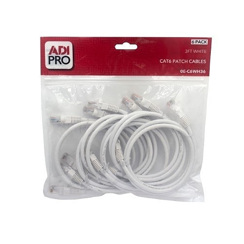 ADI PRO 0E-C6WH36 CAT6 Patch Cable, 6-Pack, 3\', White