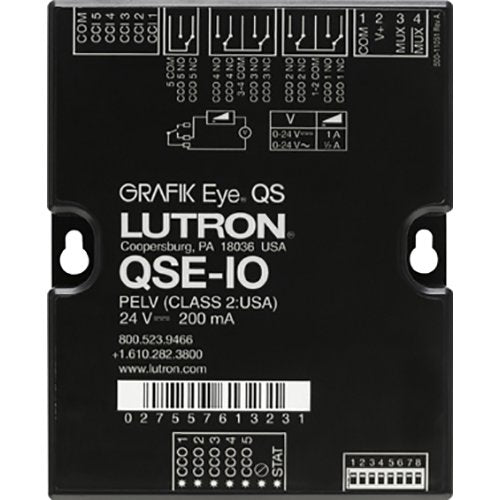 Lutron QSE-IO QS Contact Closure Input / Output Interface, 24VDC, 60mA,