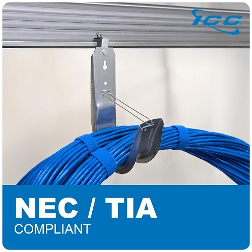 ICC ICCMSJHB55 Beam Clamp J Hook 4\\" with Retainer Clip, Galvanized Steel Cable Management Hooks for Hanging Cable to Beams, Rust-Resistant, EIA and TIA Compliant, 25-Pack