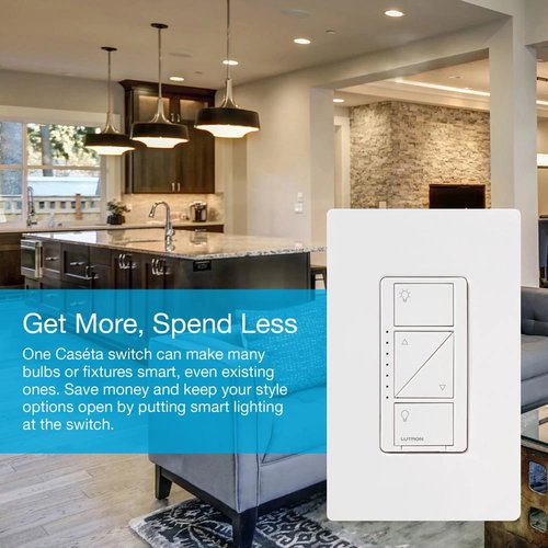 Lutron PD-6WCL-BL Caseta Original Smart Dimmer Switch, 150W LED, No Neutral Required, 120V, Black